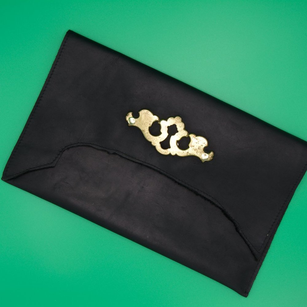 Vintage Leather Raw Edge Clutch